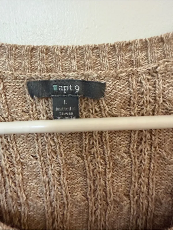 Apt. 9 Beige/Tan Cable Knit Button-Up Cardigan - Image 3