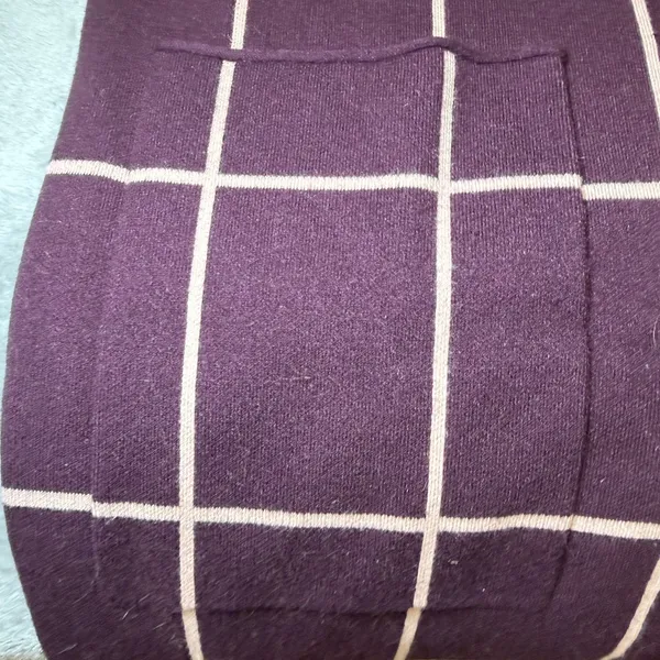 Nine West Womens Size Medium Burgundy Windowpane Plaid Long Cardigan Sweater - Image 11