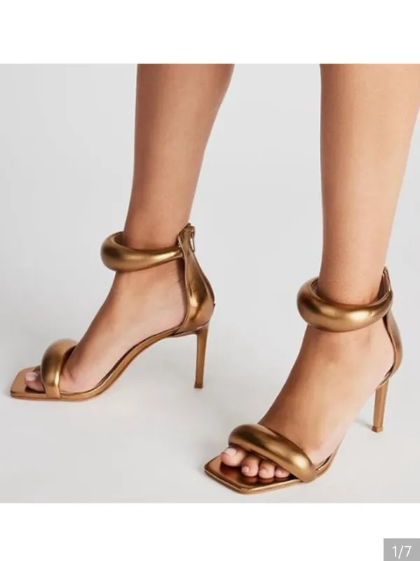 Like New Steve Madden Partay Heels Gold Size 7.5 - Image 7