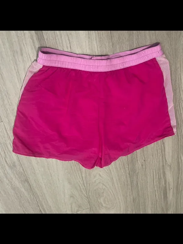 Bright Pink Drawstring Swim Shorts with Light Pink Mesh Panels - Image 3