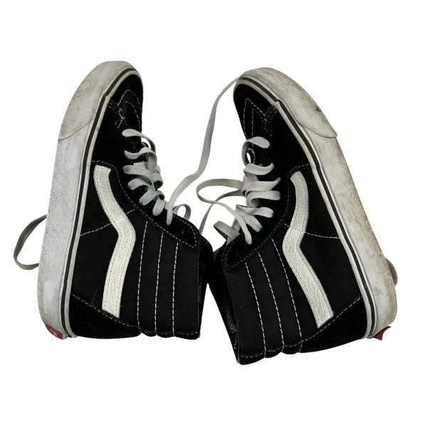 Vans Sk8-Hi High Top Sneakers Black White Suede Canvas Women 5.5 Men 4.0 - Image 5