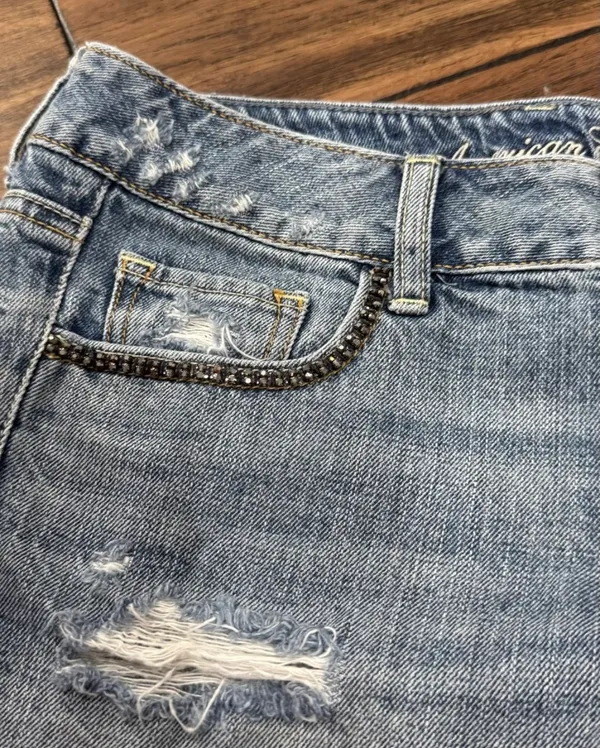American Eagle Outfitters Vintage Embellished Distressed Denim Shorts - Image 2
