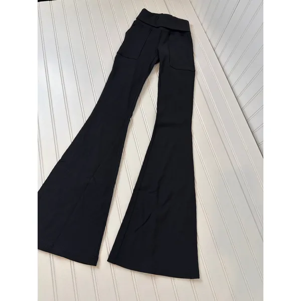 OFFLINE By Aerie Ribbed Pocket Foldover Flare Leggings Black Yoga Extra Small - Image 2