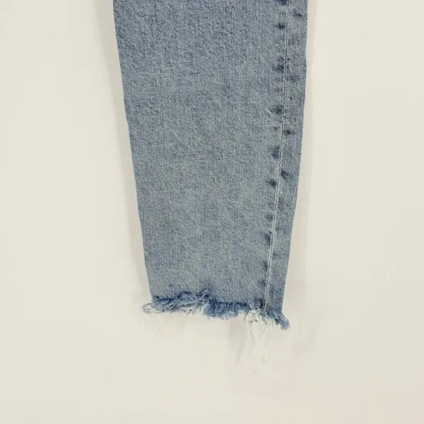 AGOLDE Nico High Rise Straight Leg Jeans Light‎ Wash Distressed Raw Hem Size 25 - Image 14