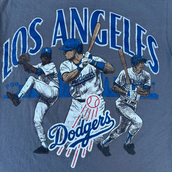 MLB Los Angeles Dodgers Mitchell & Ness Baseball Grey Graphic T-shirt - Image 3