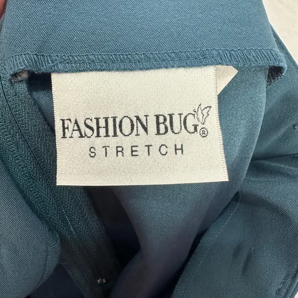 Vtg Fashion Bug Pencil Skirt 6 Teal Belted Retro‎ Mod Minimalist Office Career - Image 2