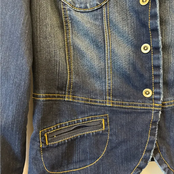 Vintage Gitano Dark Wash Distressed Jean‎ Jacket size small - Image 2