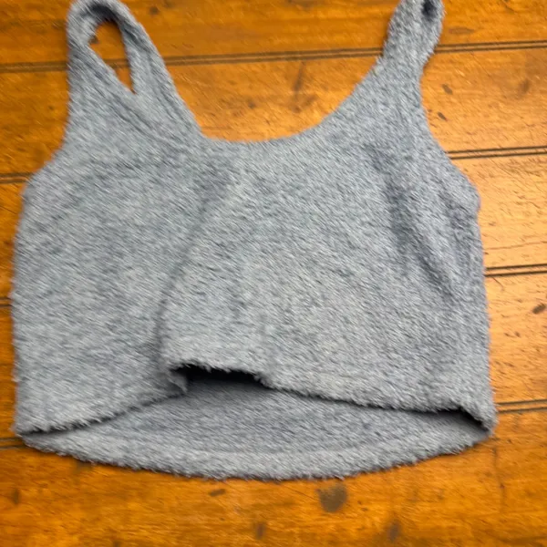 If‎ It Were Me Fuzzy Crop Tank Top Blue M Medium Cozy Lounge Wear - Image 3