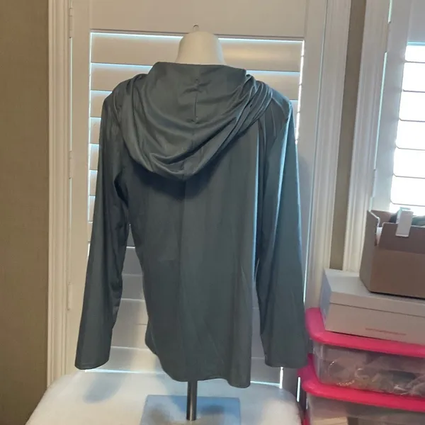 Gray Lace-Up Hoodie Sweatshirt - Image 3