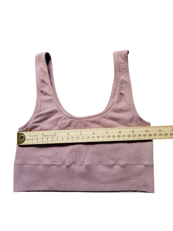 SKIMS Stretch Rib Scoop Neck Bralette Ribbed Wireless Mauve Pink S/M - Image 3