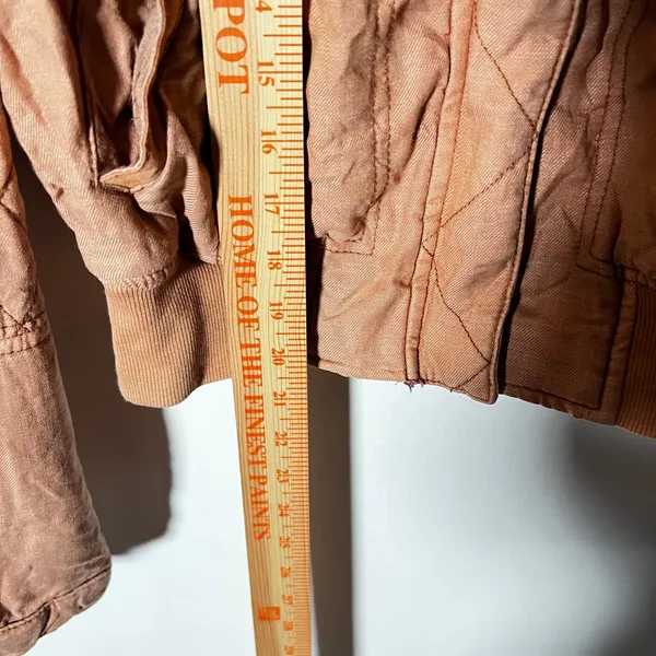 Anthropologie Hei Hei Quilted Bomber Jacket Medium Terracotta Linen Boho - Image 5