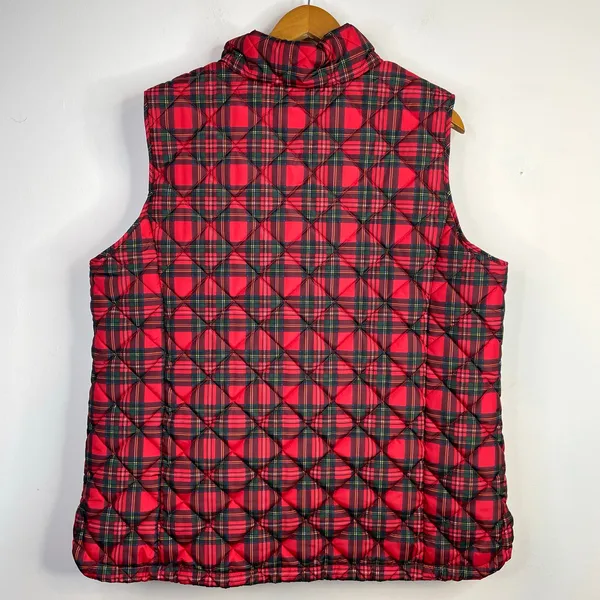 Lands End FeatherFree Quilted Insulated Puffer Vest Red Plaid Womens Plus 1X - Image 7
