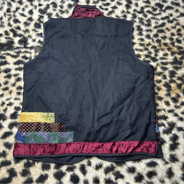 Coldwater Creek Boho Hippie 90s Whimsigoth Colorful Patchwork Collared Vest L - Image 6