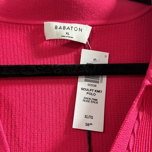 Babaton by Aritzia Sculpt Knit Polo Top Pink XL - Image 3