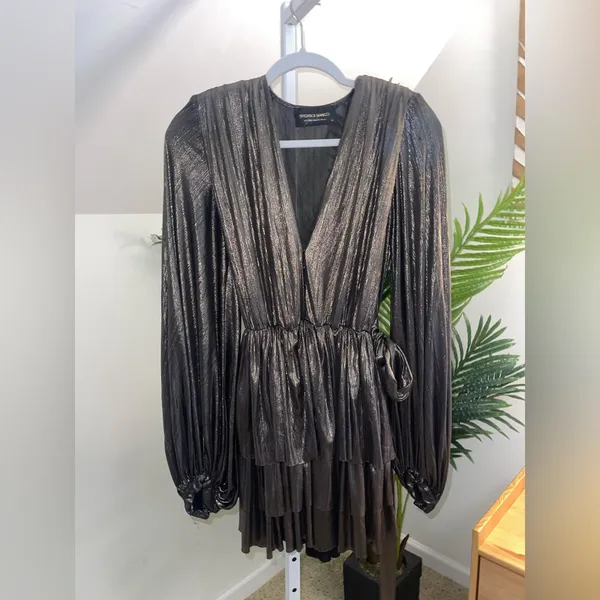 Bronx And Banco 'Bedouin' Gold Metallic‎ Mini Dress Size M - Image 4