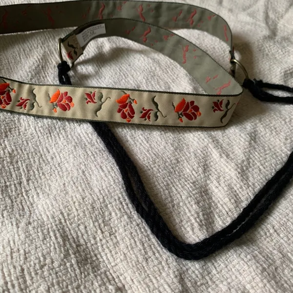 Vintage fabric tie belt with strings - Image 2