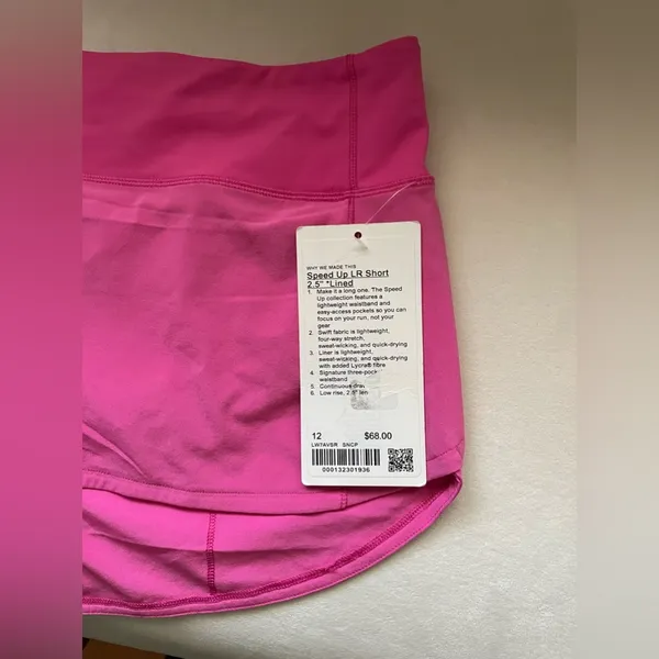 NWT Lululemon Speed Up Shorts LR 2.5” Lined Sonic Pink Size 12 - Image 8