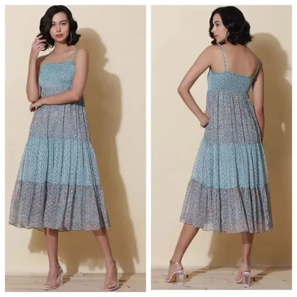 LABEL RITU KUMAR Blue Floral Printed Maxi Dress Size Small - Image 2