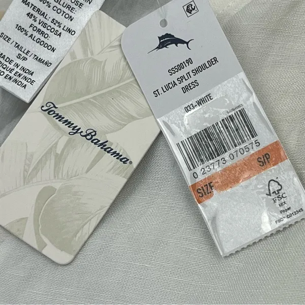 Tommy Bahama St. Lucia Linen-Blend Split-Shoulder Dress White SZ Small NEW *FLAW - Image 5