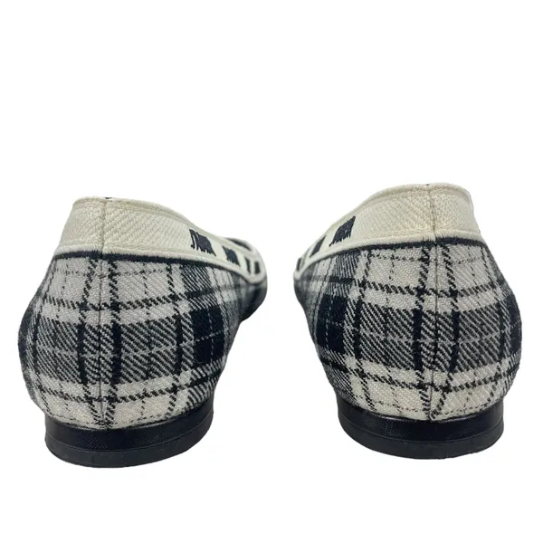 Christian Dior J'adior Embroider Tartan Print Pointed Toe Flats Size 39.5 - Image 8