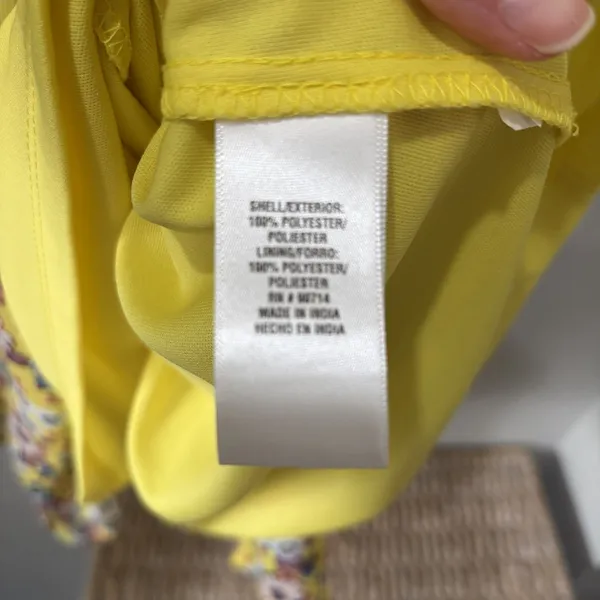 MSK dress Yellow Floral Knee Length‎ Dress 8 Short Sleeve Tie Waist Cottagecore - Image 6