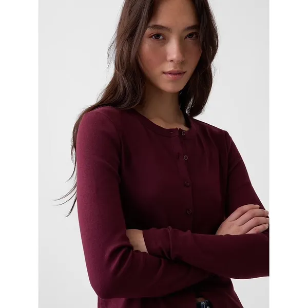 Gap Modern Crewneck Cardigan Burgundy Maroon Slim Fit Small NWOT - Image 4