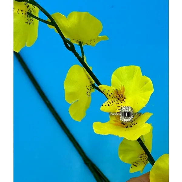 2 carat Moissanite Triangular Cut Ring with Moissanite Accents Size 7 - Image 6