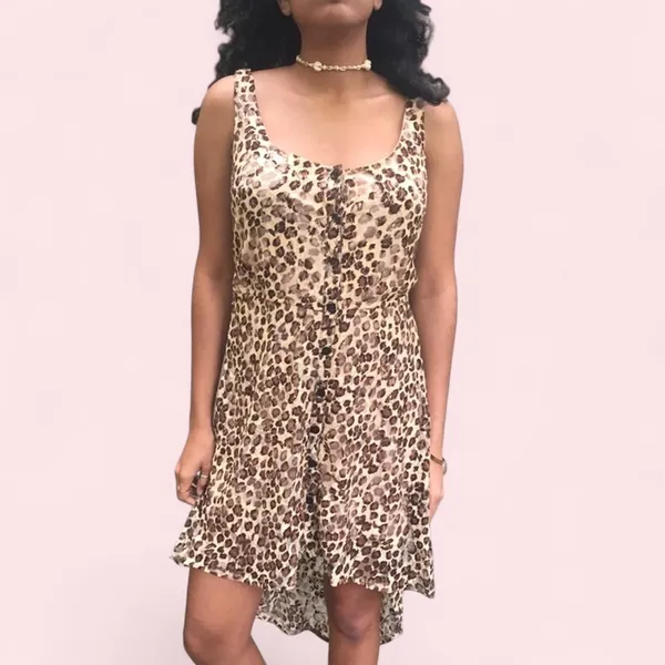 Lace Leopard Cheetah Print Dress Brown - Image 4