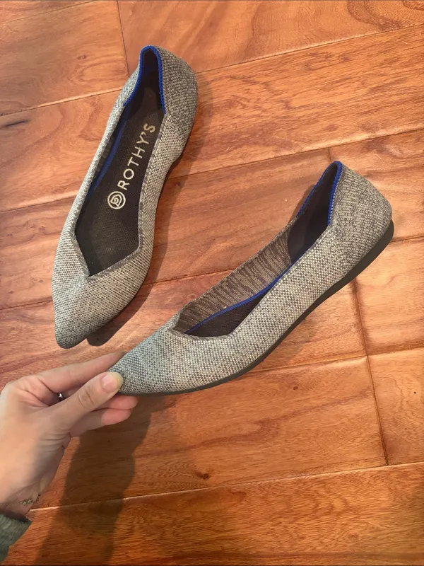 Rothys The Point Cloud Grey Birdseye Flat Shoes Womens Size 7 - Image 4