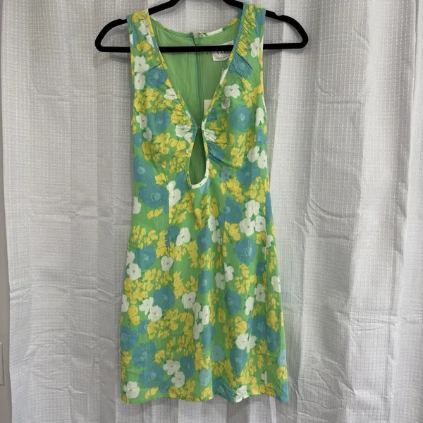 Sabo Skirt Dress Size XS Mini Scarlet Keyhole Spring Summer NWT Green Yellow - Image 2