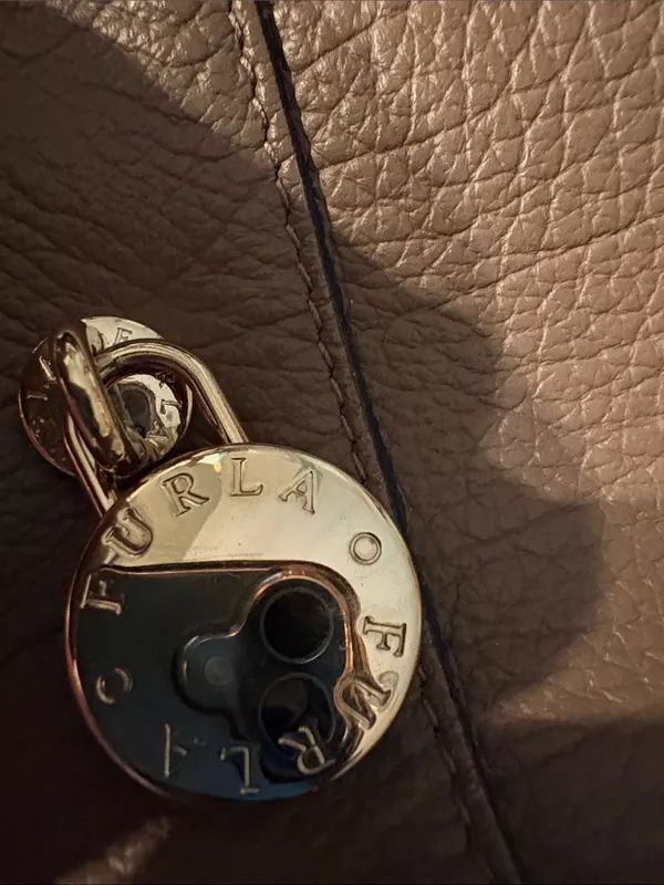 Furla Taupe Leather‎ Satchel with Gold-Tone Charm - Image 8
