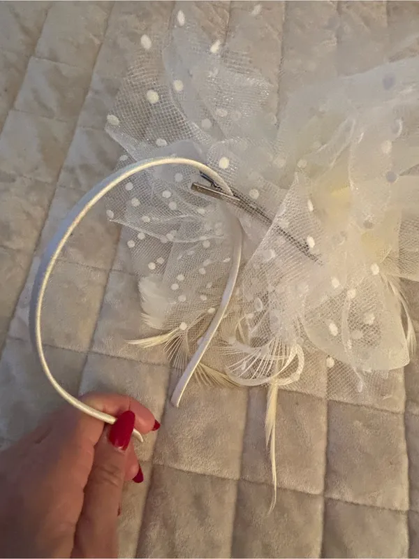 Ivory Floral Feather Fascinator Headpiece - Women Accessories Beige - Image 10