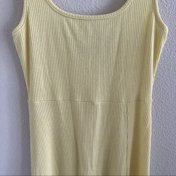ASOS Designs Ribbed Yellow Dress Feminine Midi Slit US 06 - Image 8