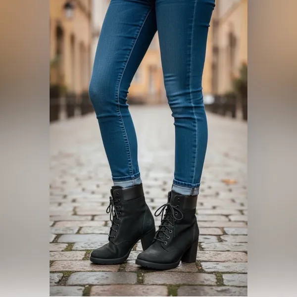 Timberland Women’s Heeled Lace Up Boots Size 7 Leather Very Nice - Image 2