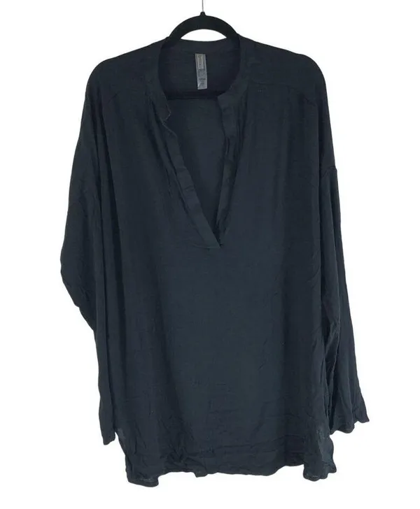Raisins San Pedro Beach Swim Cover Up Long Sleeve V Neck Black S - Image 3