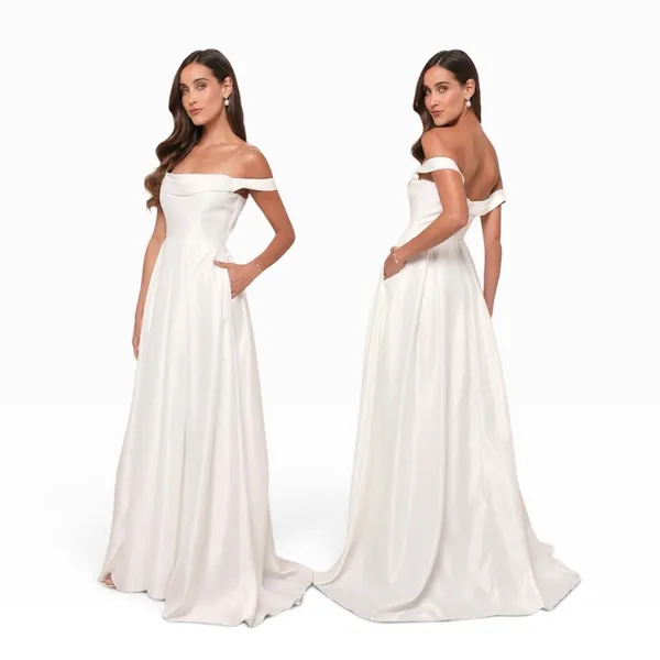 Lulus Extraordinary Vow White Off-the-Shoulder Maxi Dress with Pockets size L - Image 2
