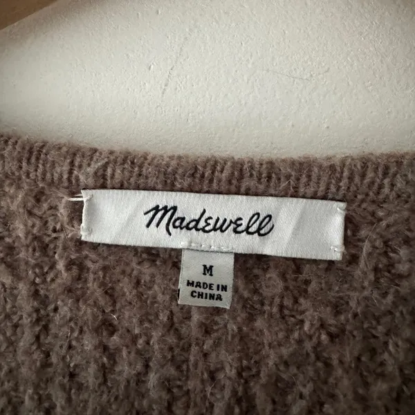 Madewell Wafflestitch Brown‎ Open Cardigan Sweater Alpaca and Merino Wool Cozy - Image 7