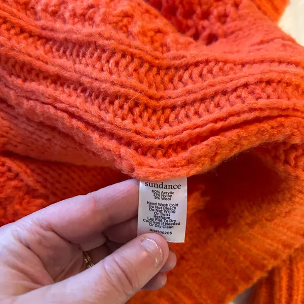 Sundance Women's Winter Tryst Open Cable Knit Cardigan Sweater Orange Large‎ - Image 7
