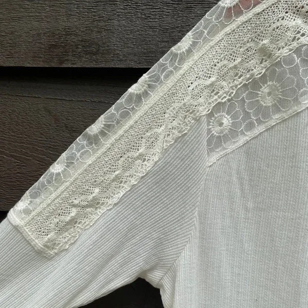 Free People Angel Food Cream Lace boho top blouse size Medium M Coachella - Image 9