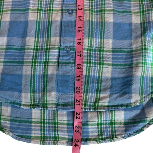 Medium Lauren Ralph Lauren Blue Green Brushed Cotton Button-Down Long Sleeve - Image 10