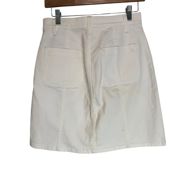 Madewell White Button‎ Front Denim Mini Skirt Size 26 - Image 6