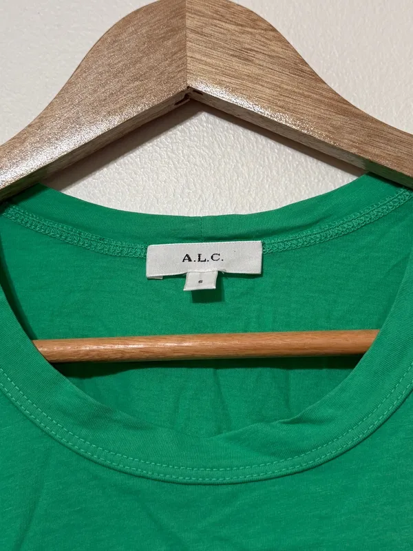 A.L.C. Kati Ruched Puff Sleeve Short Sleeve T-Shirt Top Size Small Green - Image 4