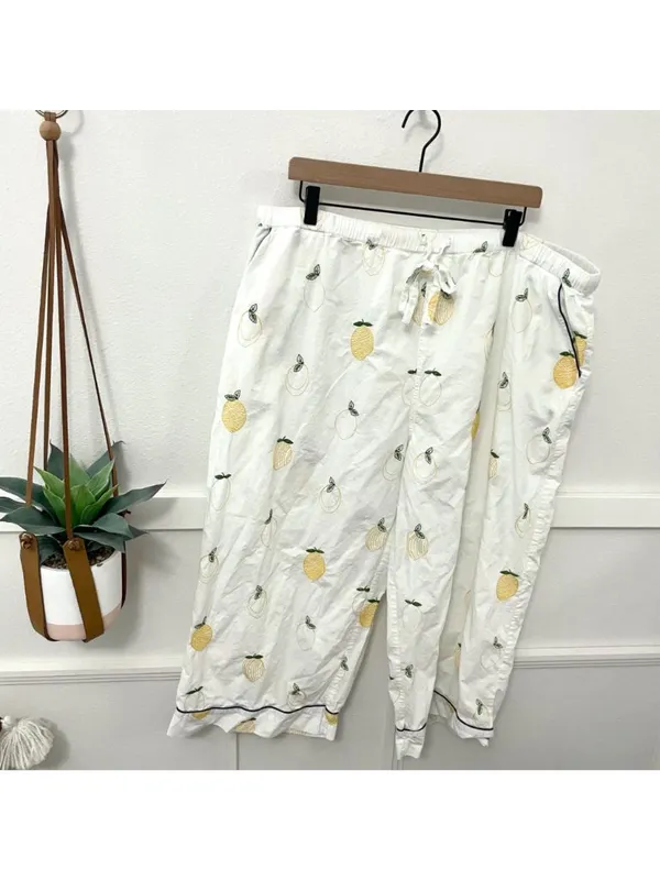 Printfresh Cropped Lemon Embroidered Lounge Pant Size 3X - Image 2