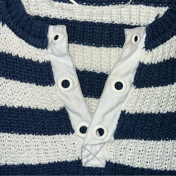 Anthropologie Pilcro Striped Henley Pullover Sweatshirt Women’s S Oversized - Image 7