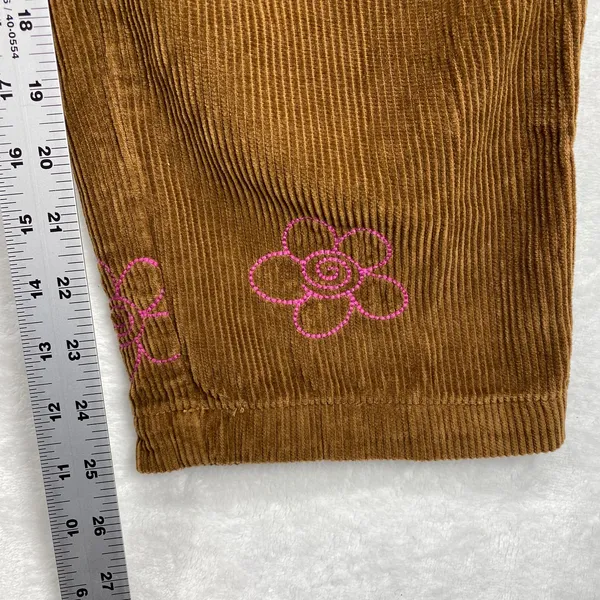 Urban‎ Outfitters Corduroy Pants Floral Embroidered Casual Brown Pants Small - Image 4