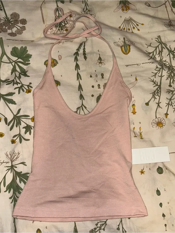 CSB Halter Tie Tank in the color blush - Image 4