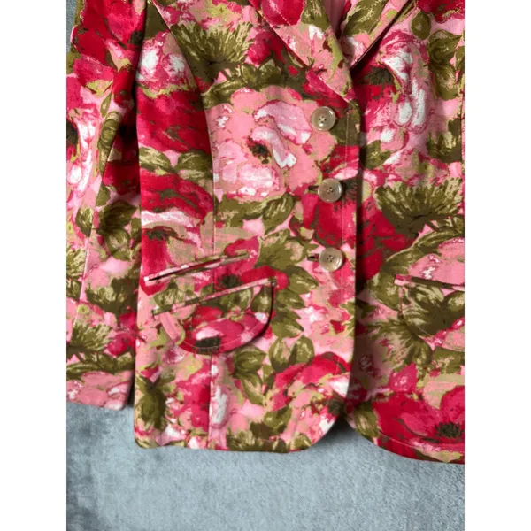 Ann Taylor Silk Floral Blazer Romantic Cottagecore Preppy Chic Pink Blazer Sz‎ 4 - Image 3