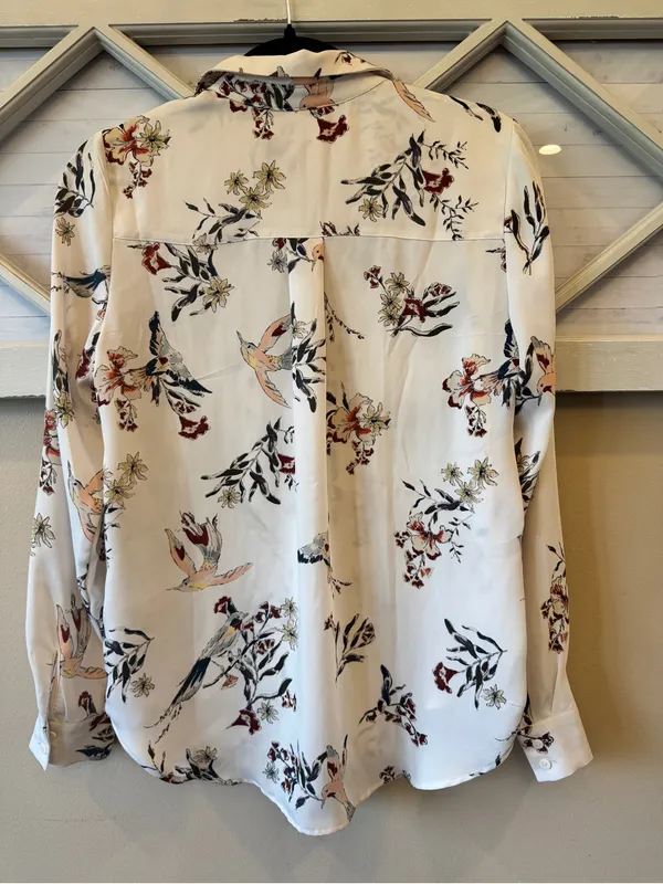 H & M Women’s Long Sleeve Buttons Up Floral Print Blouse Size 0 Hummingbird‎ - Image 8