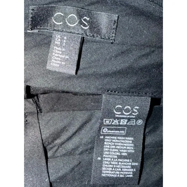 COS Black High Rise Pleated Cuffed Trousers Size 4 Minimalist Career Wear - Image 4