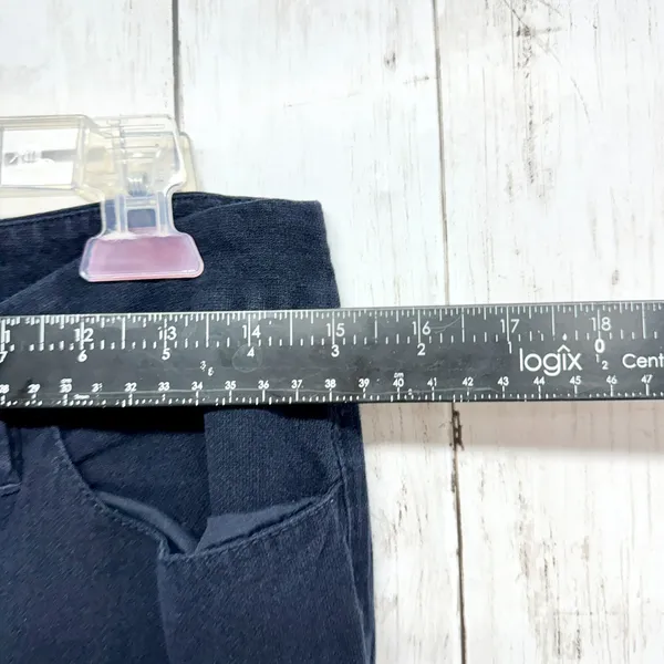 Loft Pants Women Sz 0‎ Dark Navy Denim High Rise Relaxed Straight Zip Fly Casual - Image 3